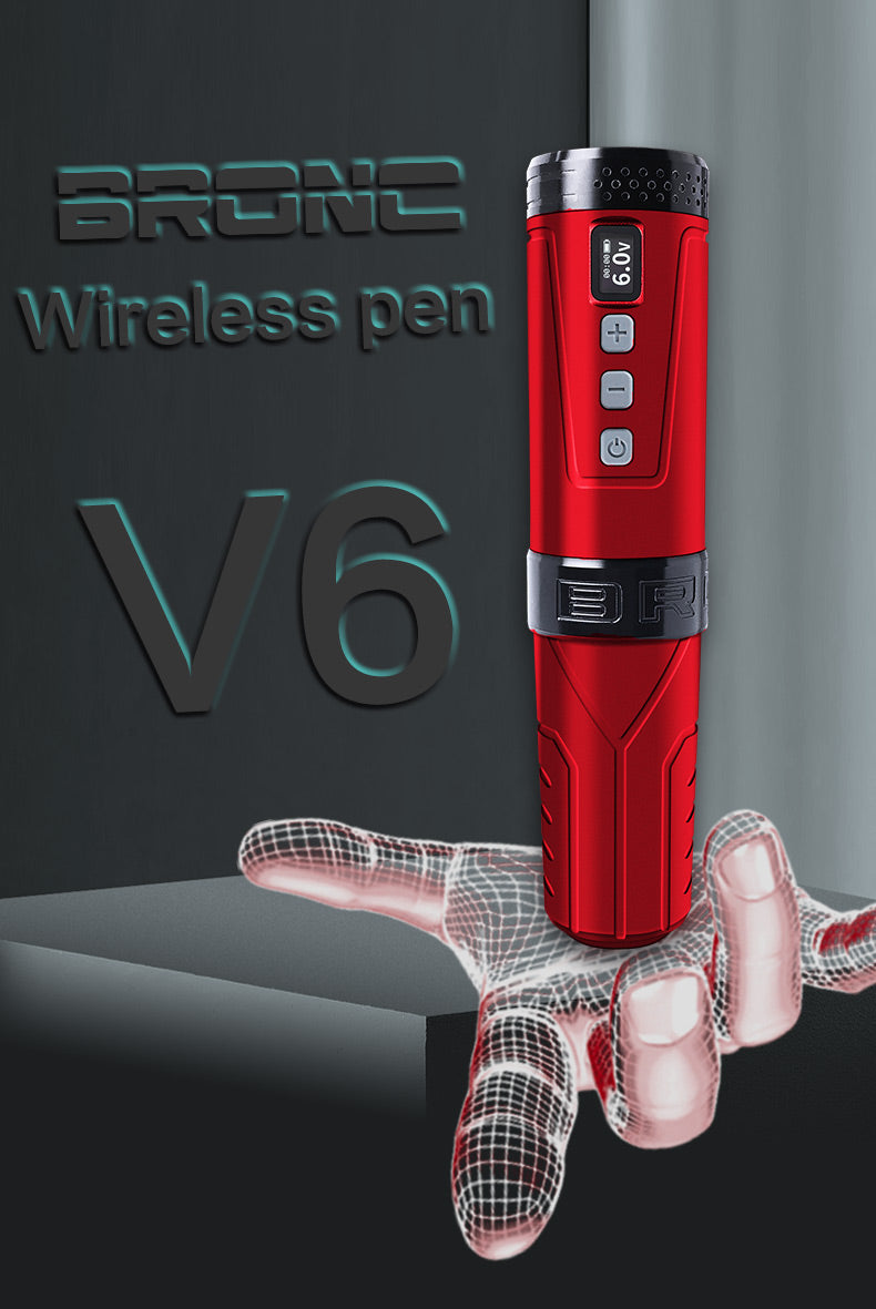 BRONC Wireless Tattoo Pen V6 - Advanced wireless tattoo pen by BRONC for precise tattoo work.