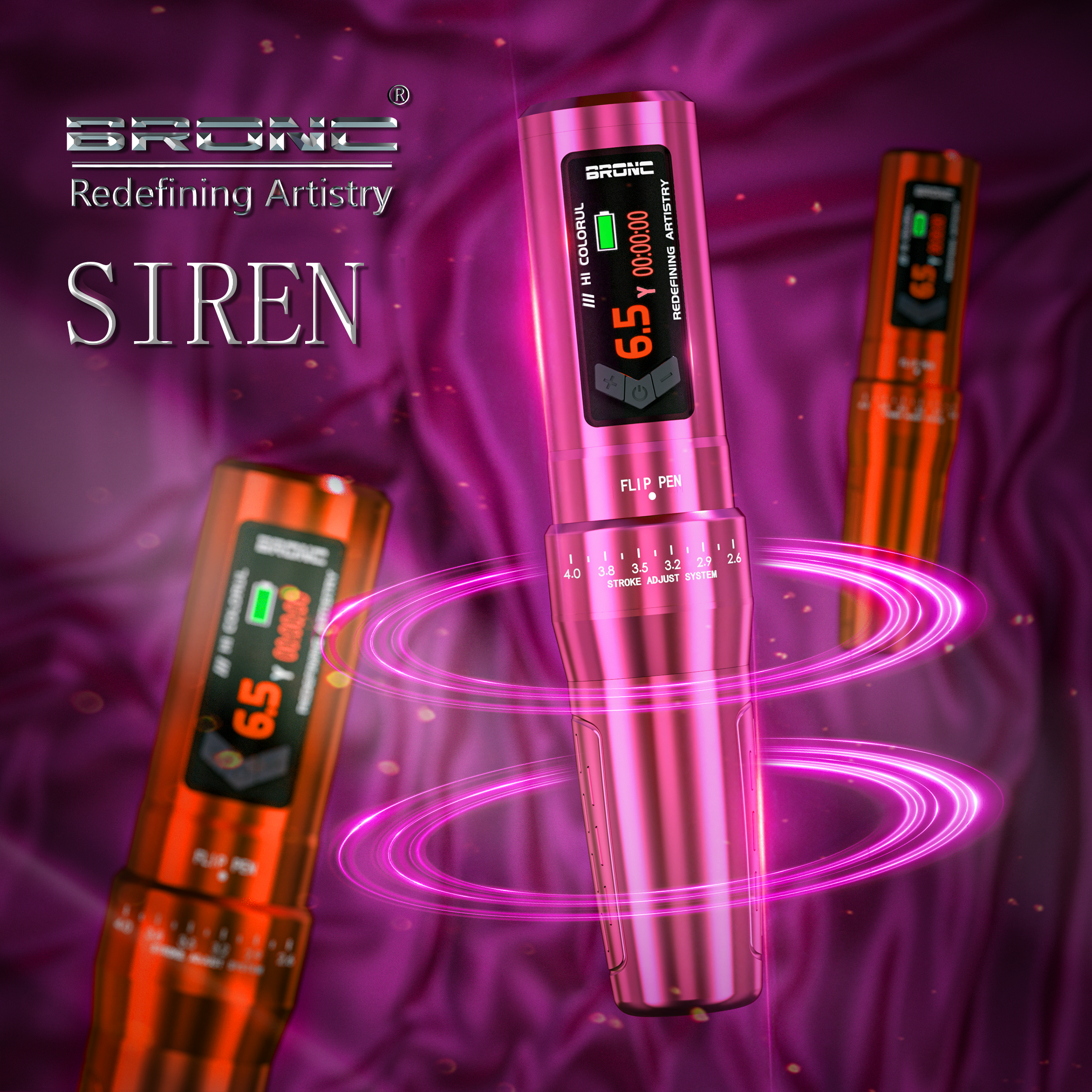 Adjustable wireless pen for SMP & tattoo with lightweight design, fast charging, variable voltage output, and overload protection.
