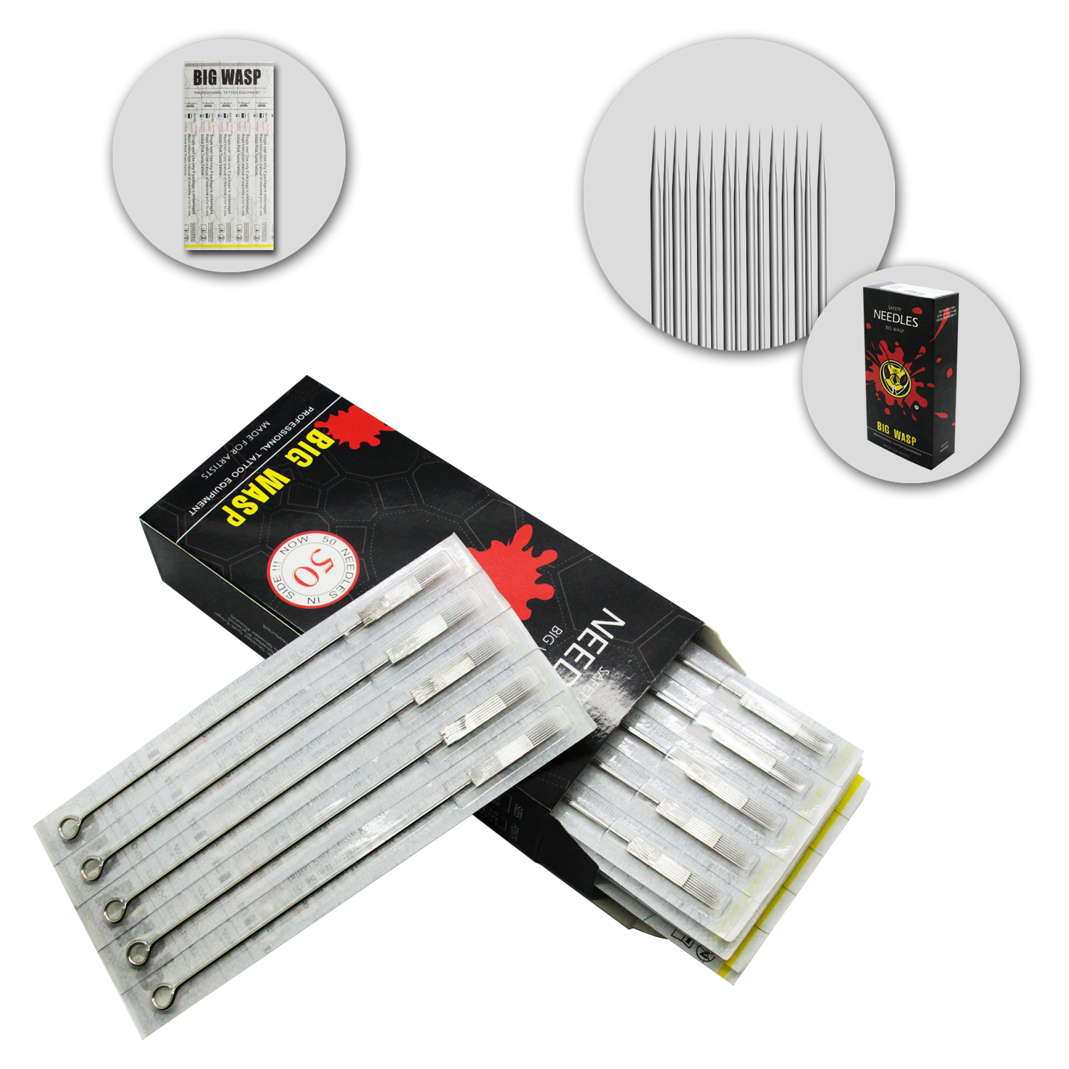 BIG WASP Premium Tattoo Needles Magnums 50 PCS