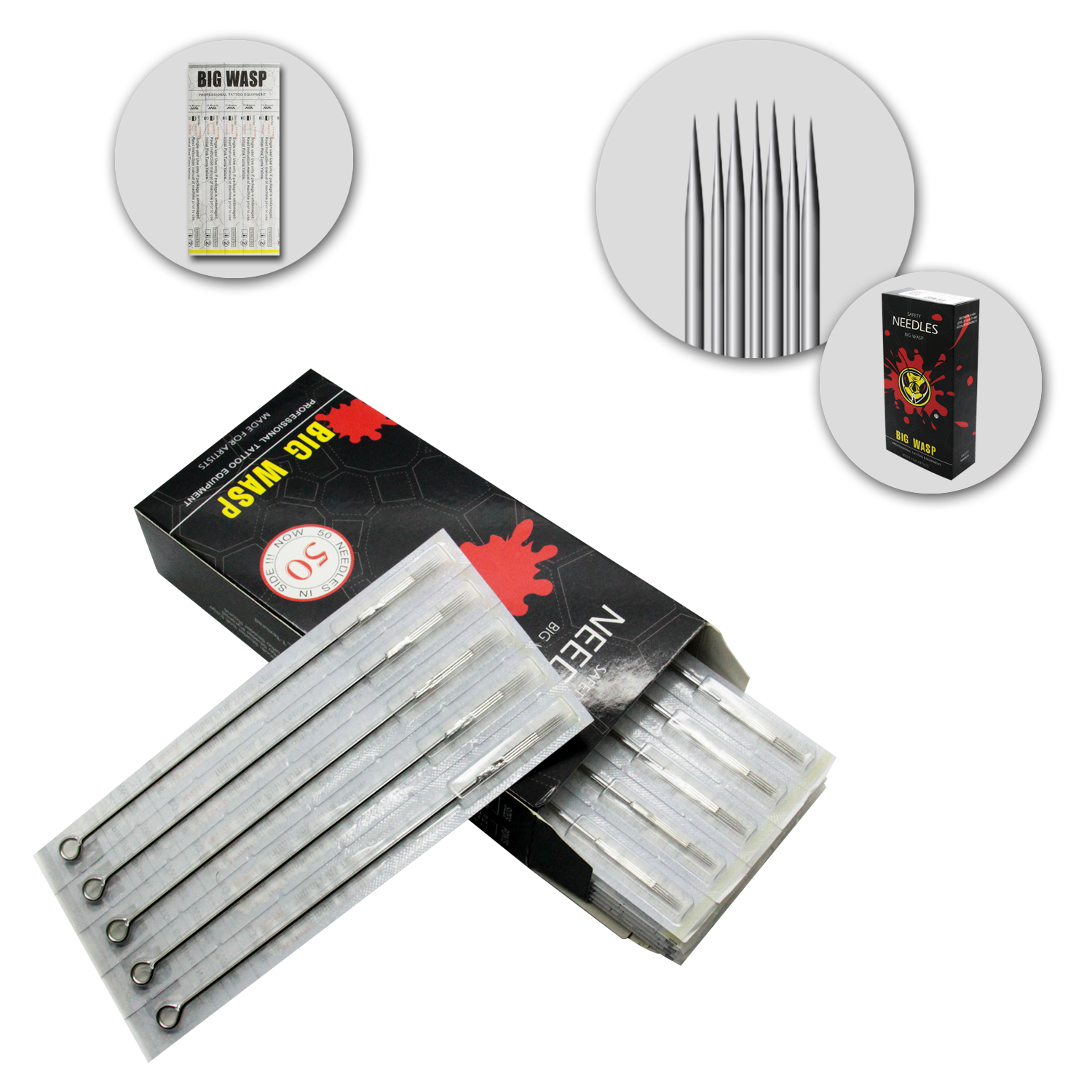 BIG WASP Premium Tattoo Needles Curved Magnums 50 PCS