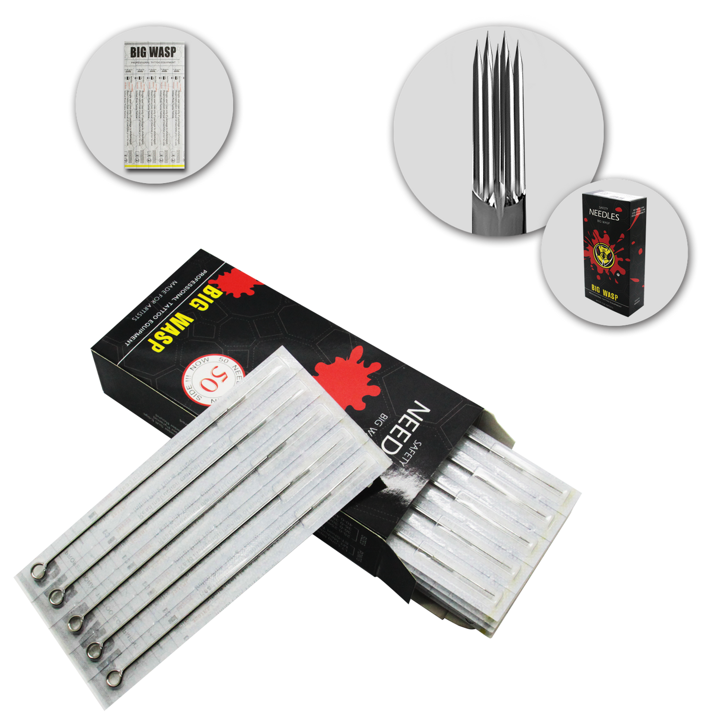 BIG WASP Premium Tattoo Needles Round Shaders 50 PCS