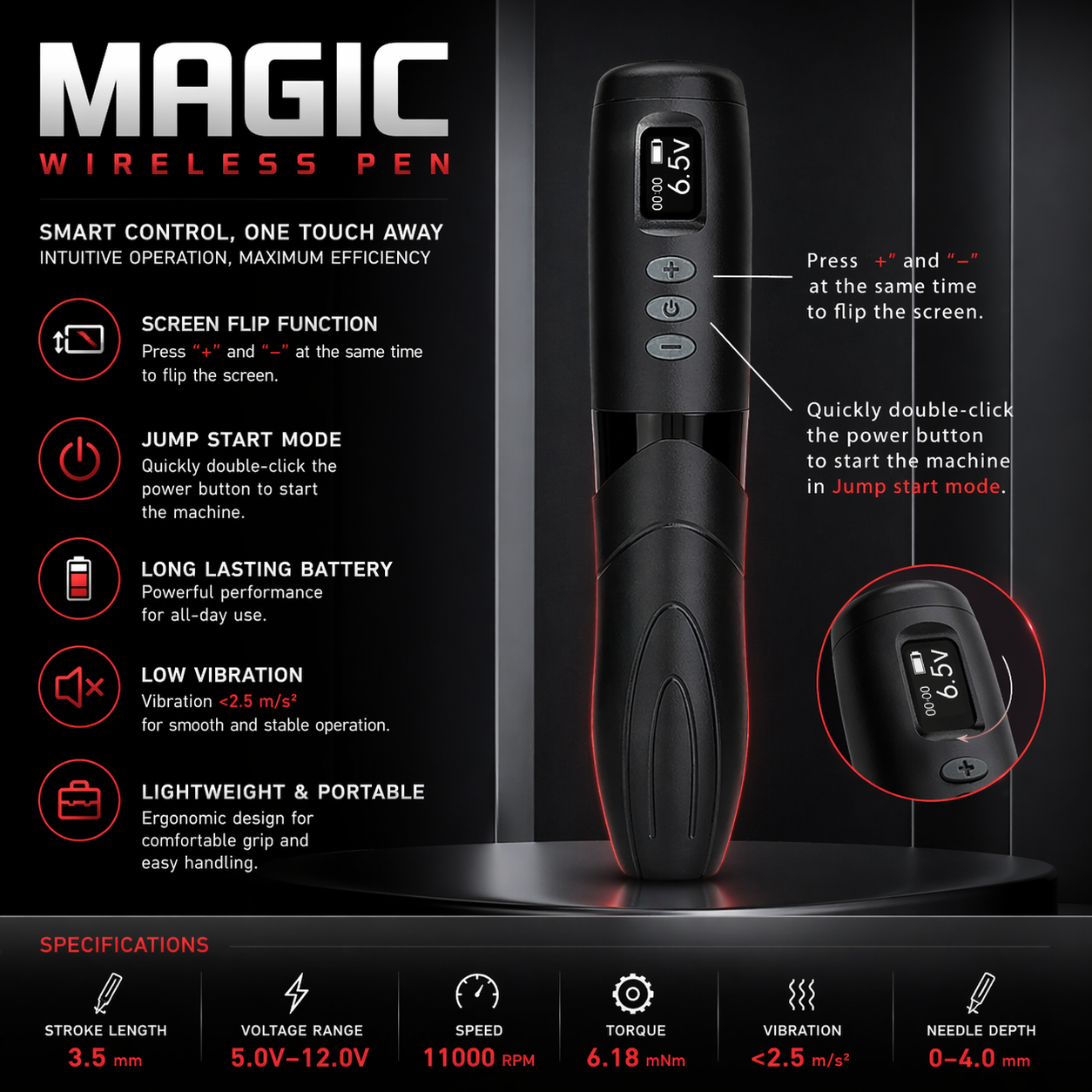 BIgwasp wireless tattoo pen