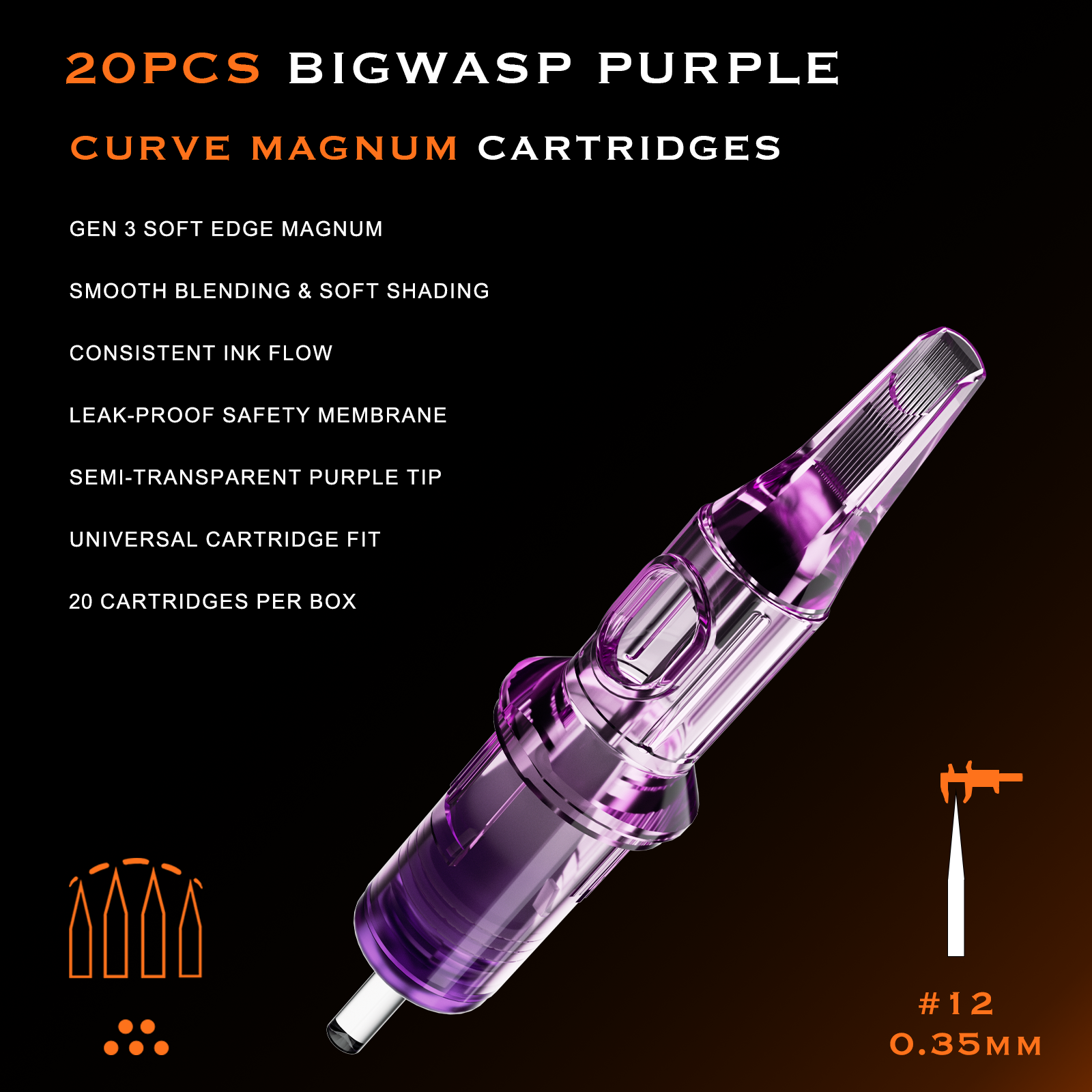 BIGWASP Purple Curve Magnum Cartridges 20PCS