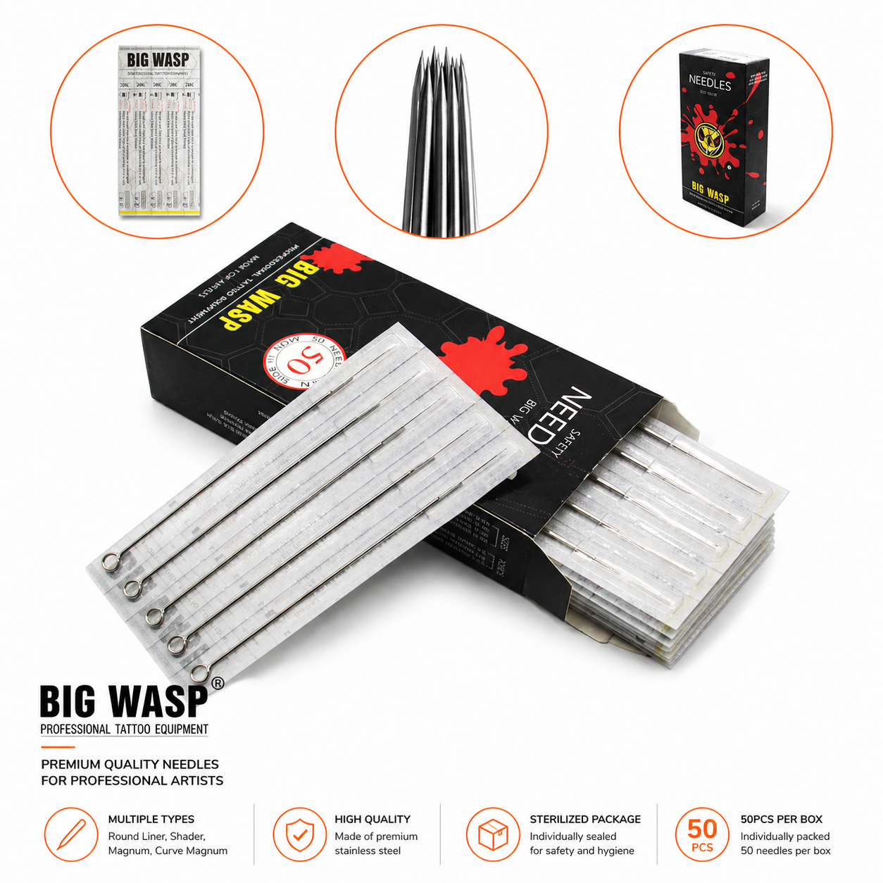 Bigwasp 50pcs Traditional Magnum Tattoo Needles