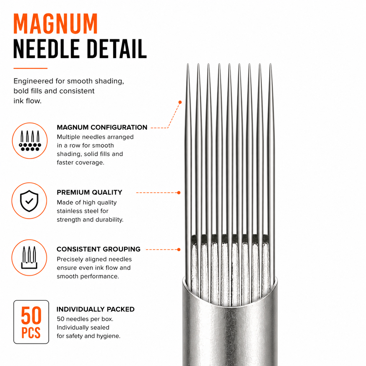 Bigwasp 50pcs Traditional Magnum Tattoo Needles