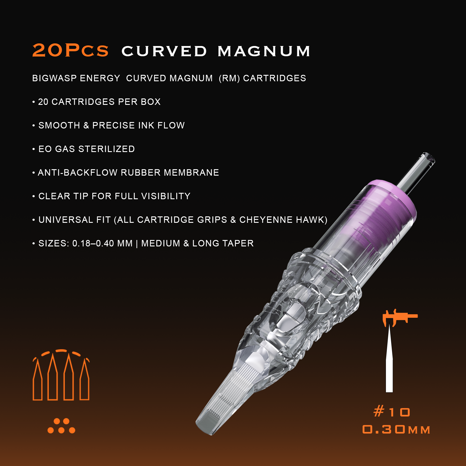 BIGWASP Transparent Curve Magnum Cartridges 20pcs