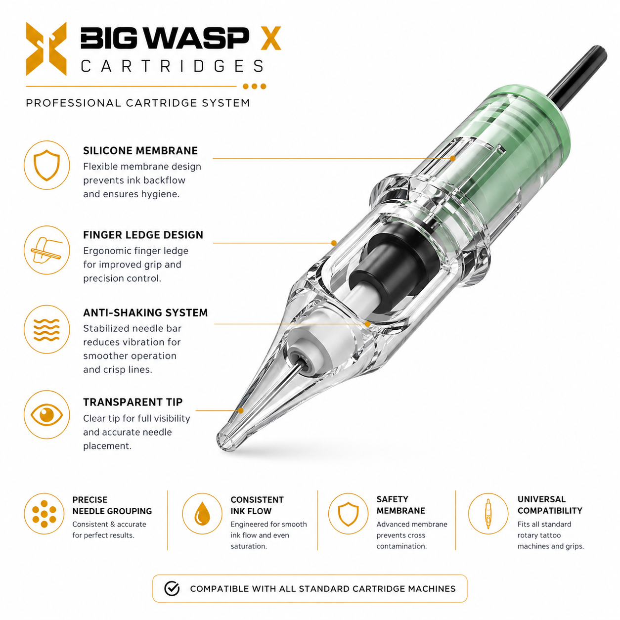 BIGWASP X Magnum cartridge packaging with cartridges and box on a white background
