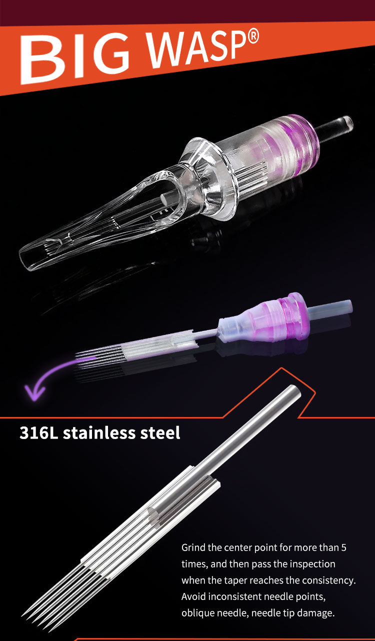BIGWASP Cartridges Needle Transparent &Textured Needles-Round Shader
