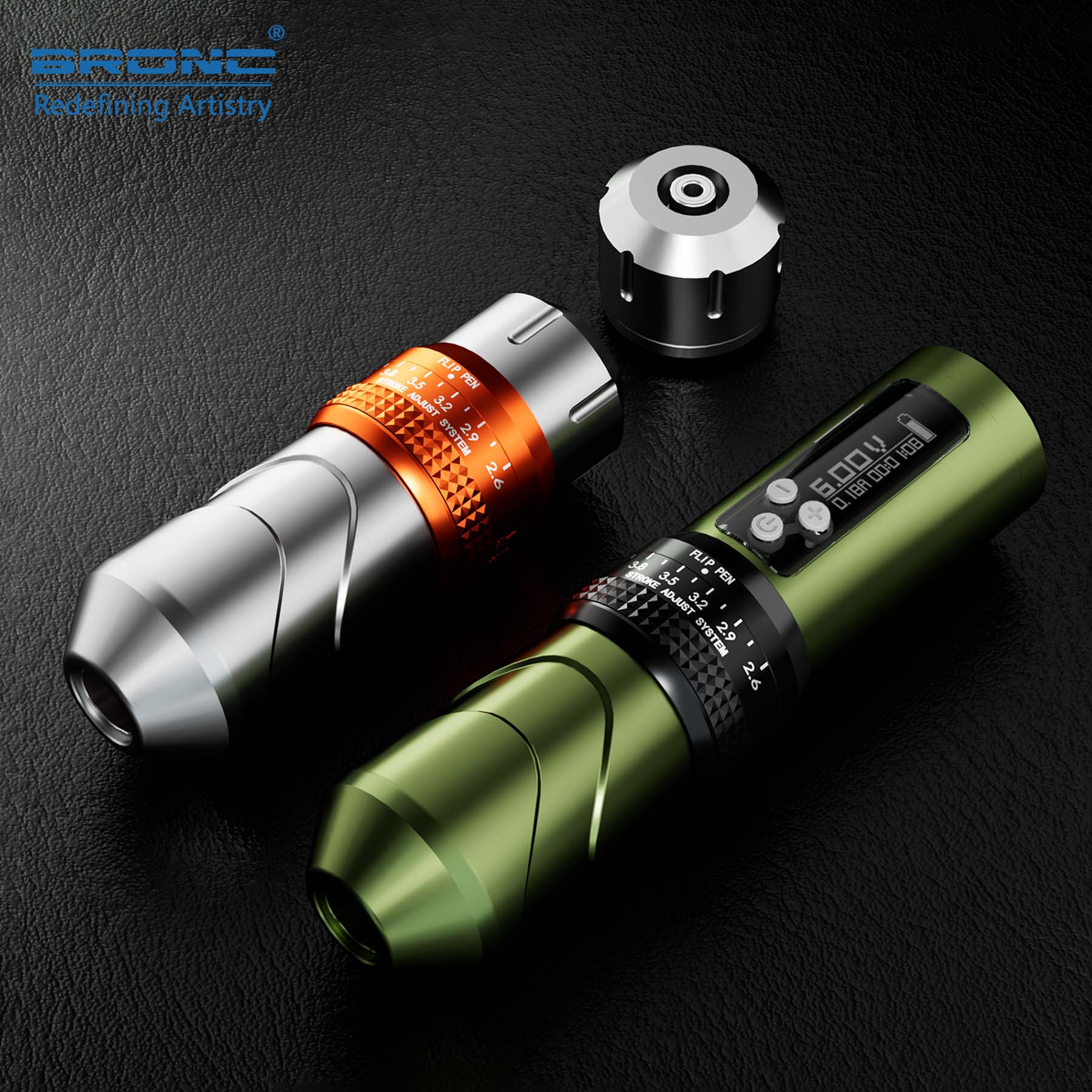 New BRONC X1 Wireless Pen - Sleek and innovative tattoo machine for precise tattooing from Bigwasp.