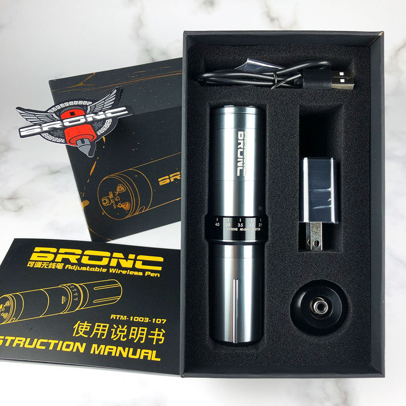 BRONC Max V12 Wireless Pen - Sleek and adjustable tattoo machine for precise tattooing from Bigwasp  Tattoo supply.