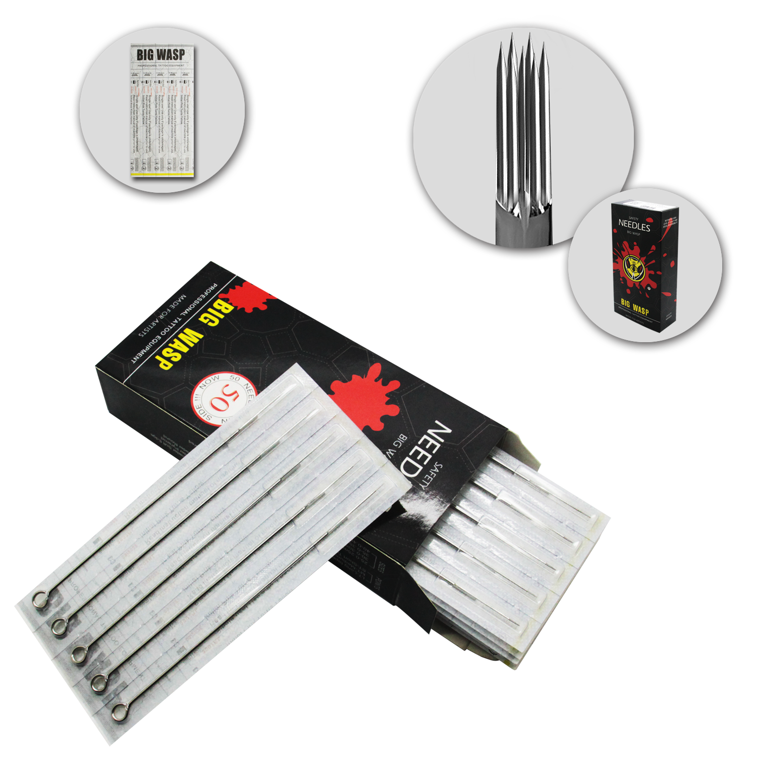 BIG WASP Premium Tattoo Needles Round Shaders 50 PCS