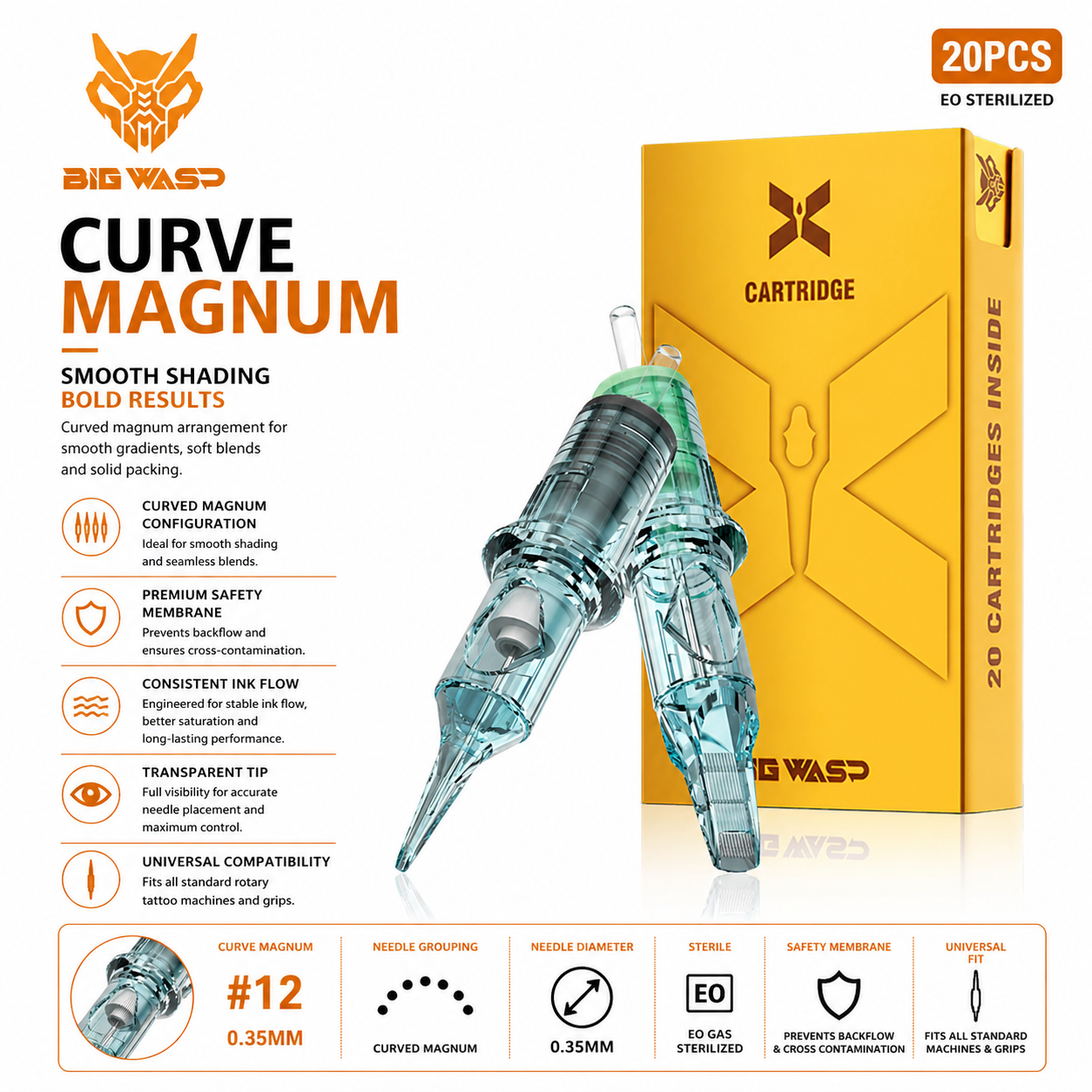BIGWASP X Magnum cartridge packaging with cartridges and box on a white background