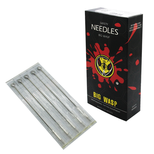 BIG WASP Premium Tattoo Needles - Curved Magnums 50 PCS - High-quality curved magnum needles by BIG WASP for precise tattooing.