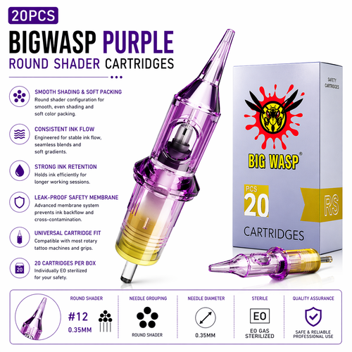Bigwasp tattoo cartridges round liners, round shaders, curve magnum and mangums