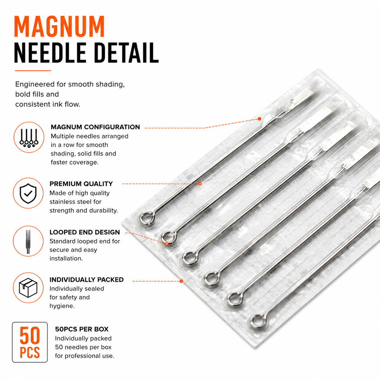 Bigwasp 50pcs Traditional Magnum Tattoo Needles