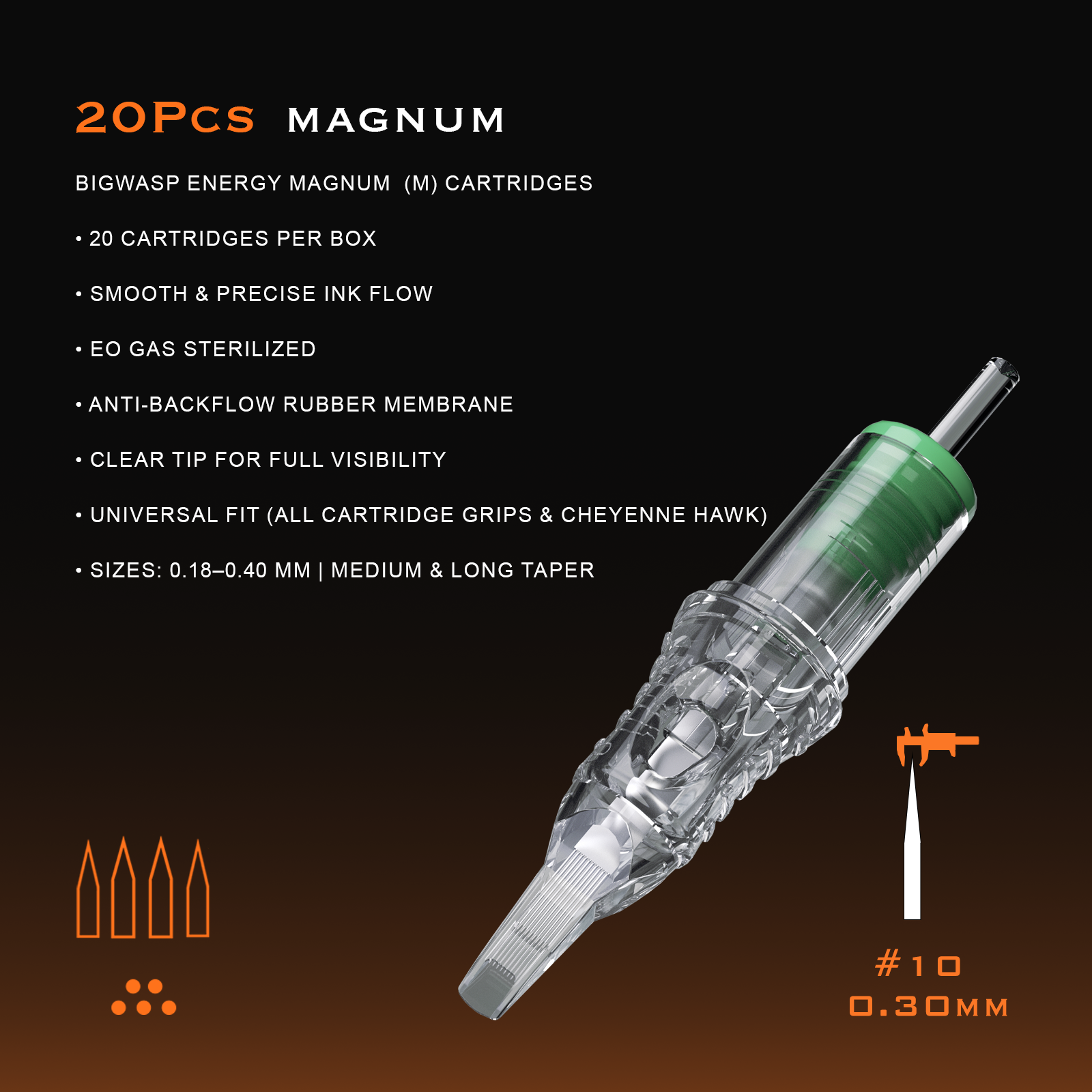 BIG WASP Cartridges Needle Transparent &Textured Needles-Magnums